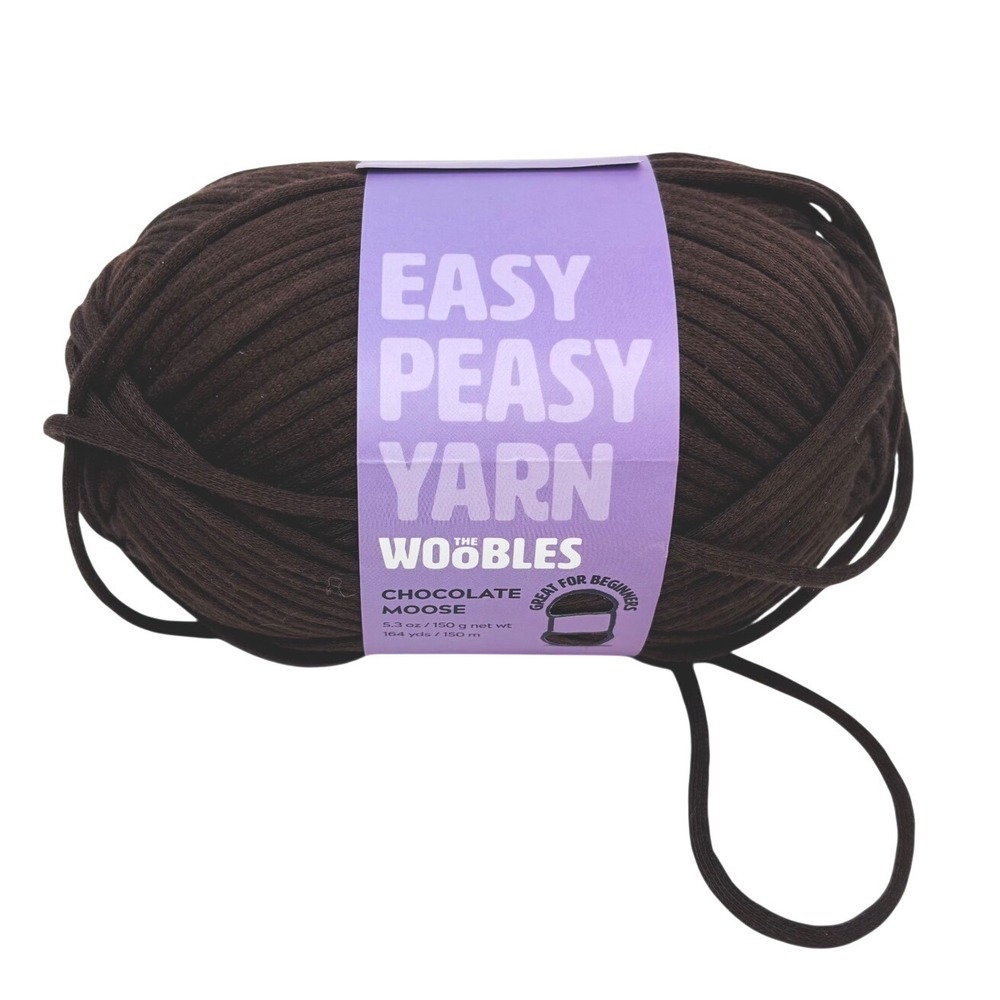 The Woobles Easy Peasy Yarn #4 Chocolate Moose 5.3oz 150g Brown Cotton Nylon NEW
